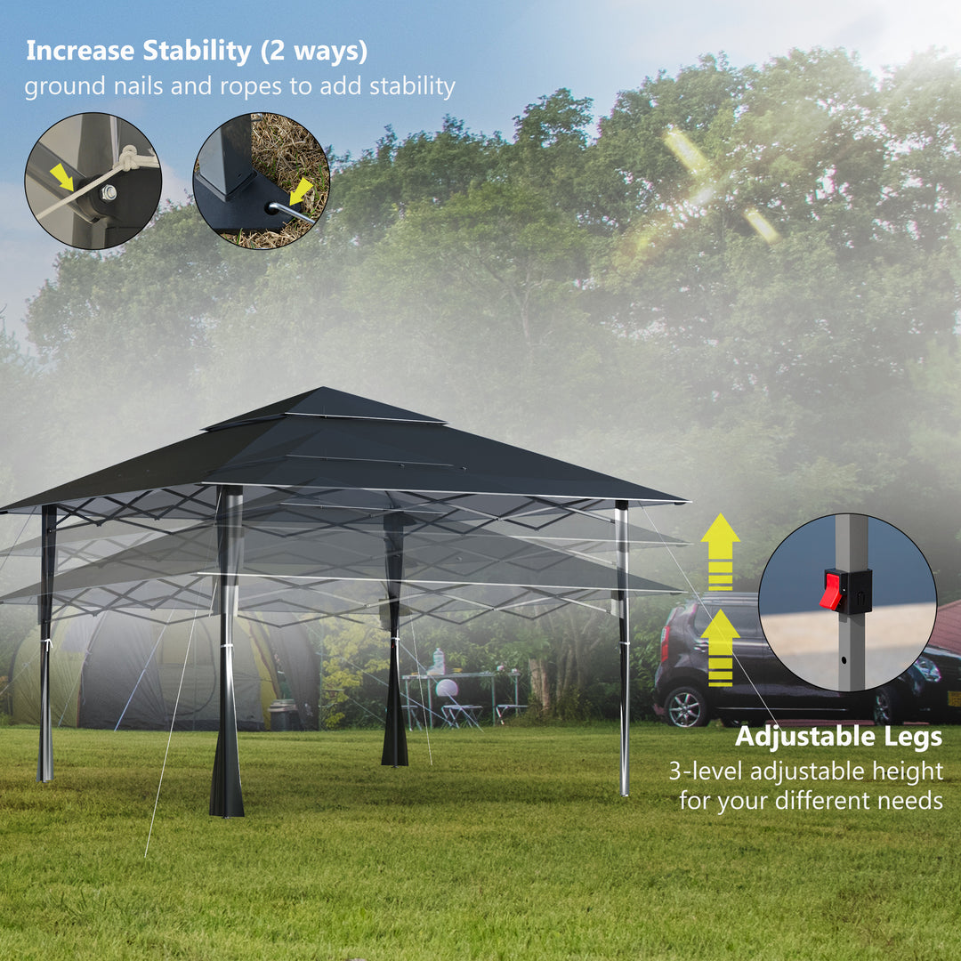 4 x 4m Pop-up Gazebo Double Roof Canopy Tent with Roller Bag & Adjustable Legs Outdoor Party