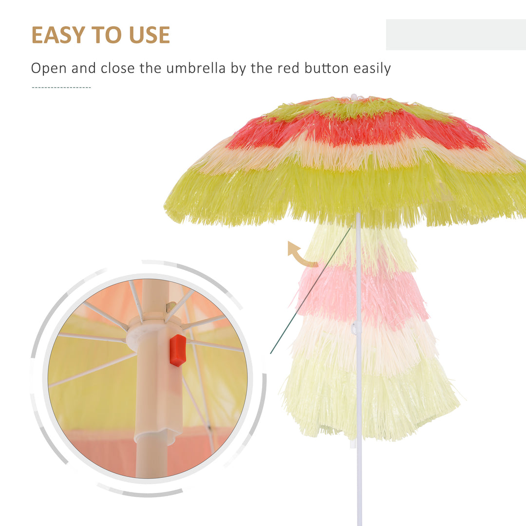 Portable Beach Umbrella: Foldable Rainbow Parasol for Hawaiian-Style Sun Protection