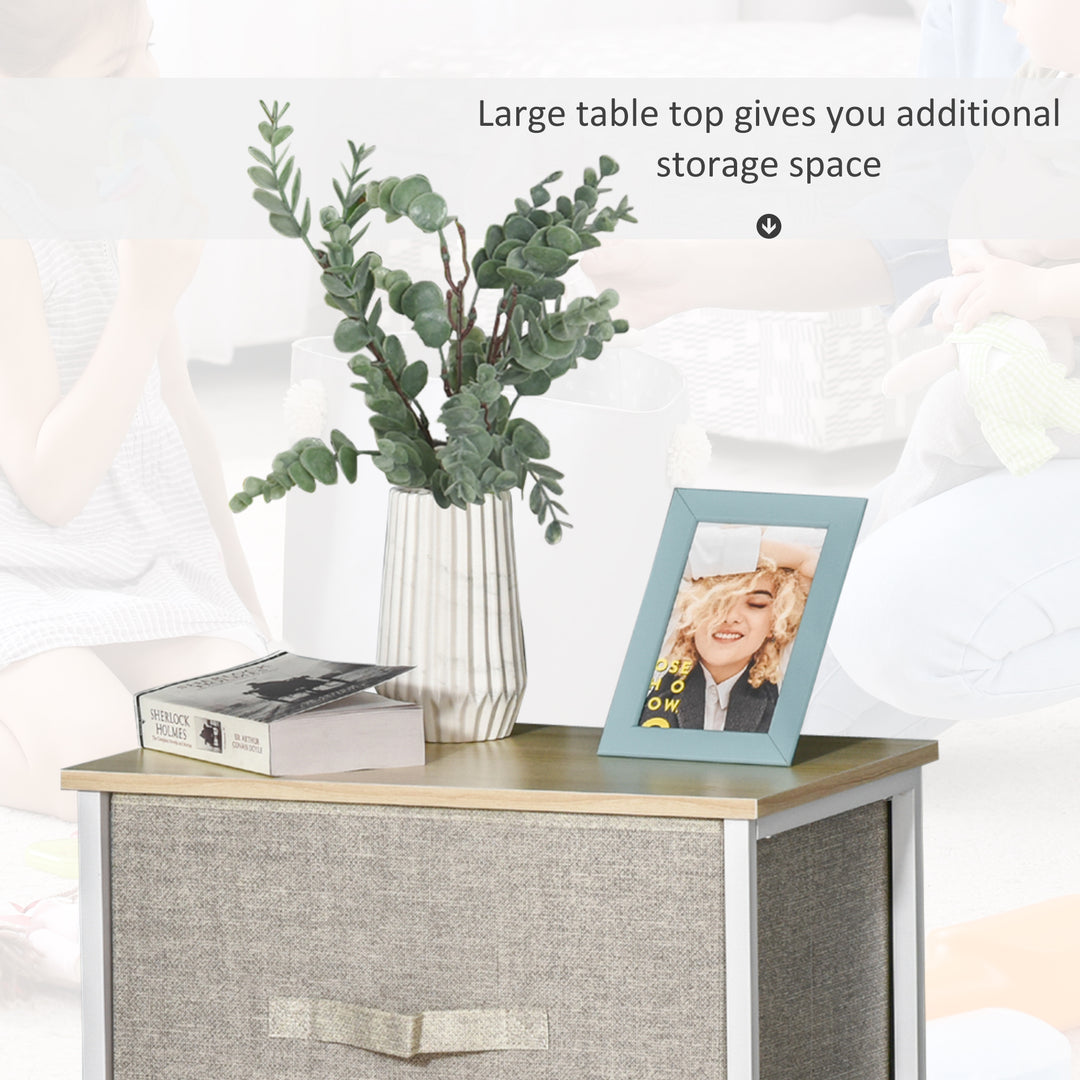 Vertical 3-Tier Linen Drawer Cabinet Organizer Storage Dresser Tower with Metal Frame Adjustable Feet for Living Room