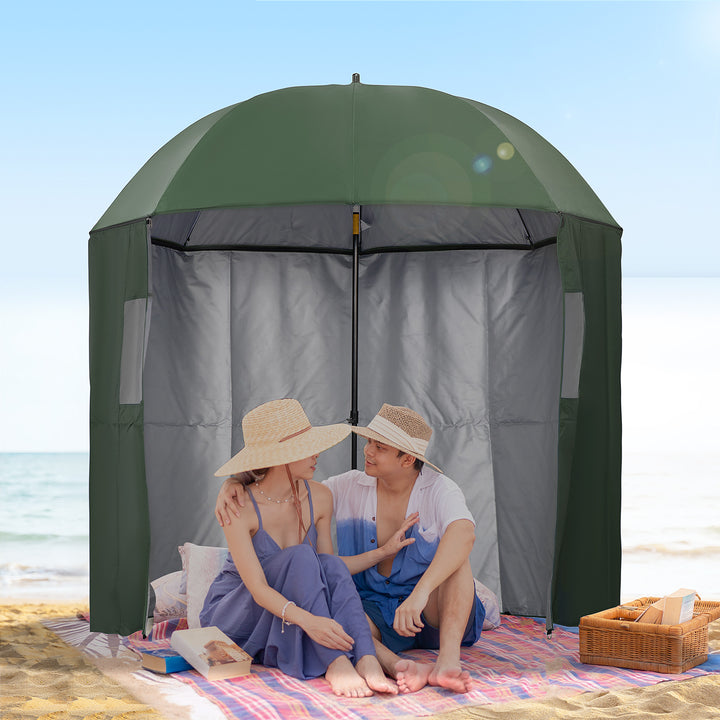 2m Beach Parasol: Fishing Umbrella with Push-Button Tilt