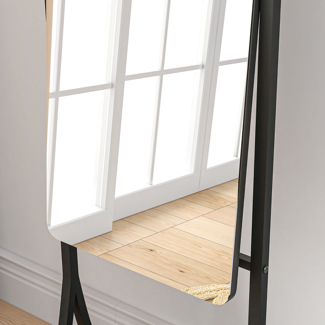 Free Standing Full-Length Mirror with Storage Shelf