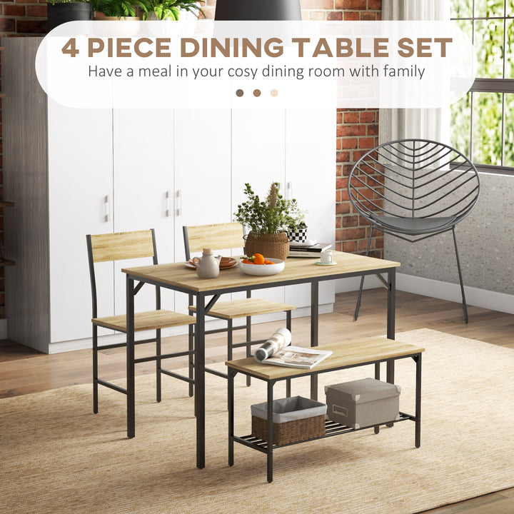 HOMCOM Dining Table Set with Storage, Natural Wood