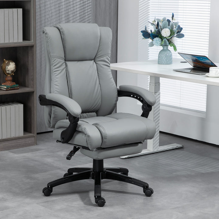 Vinsetto PU Leather Home Office Chair, Reclining, Grey