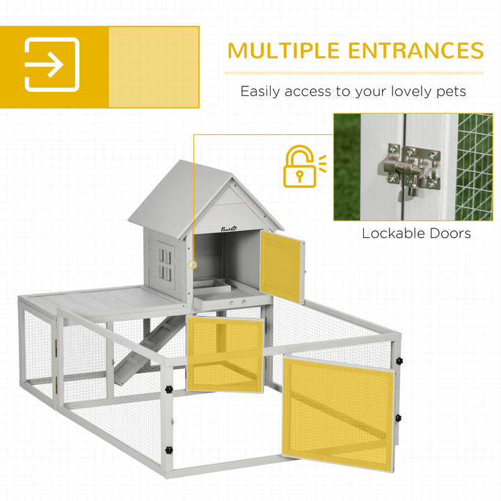 Wooden Rabbit Hutch with Extra Fenced Area