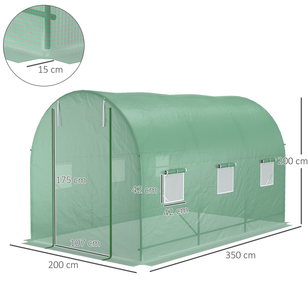 3.5 x 2 x 2 m Polytunnel Greenhouse