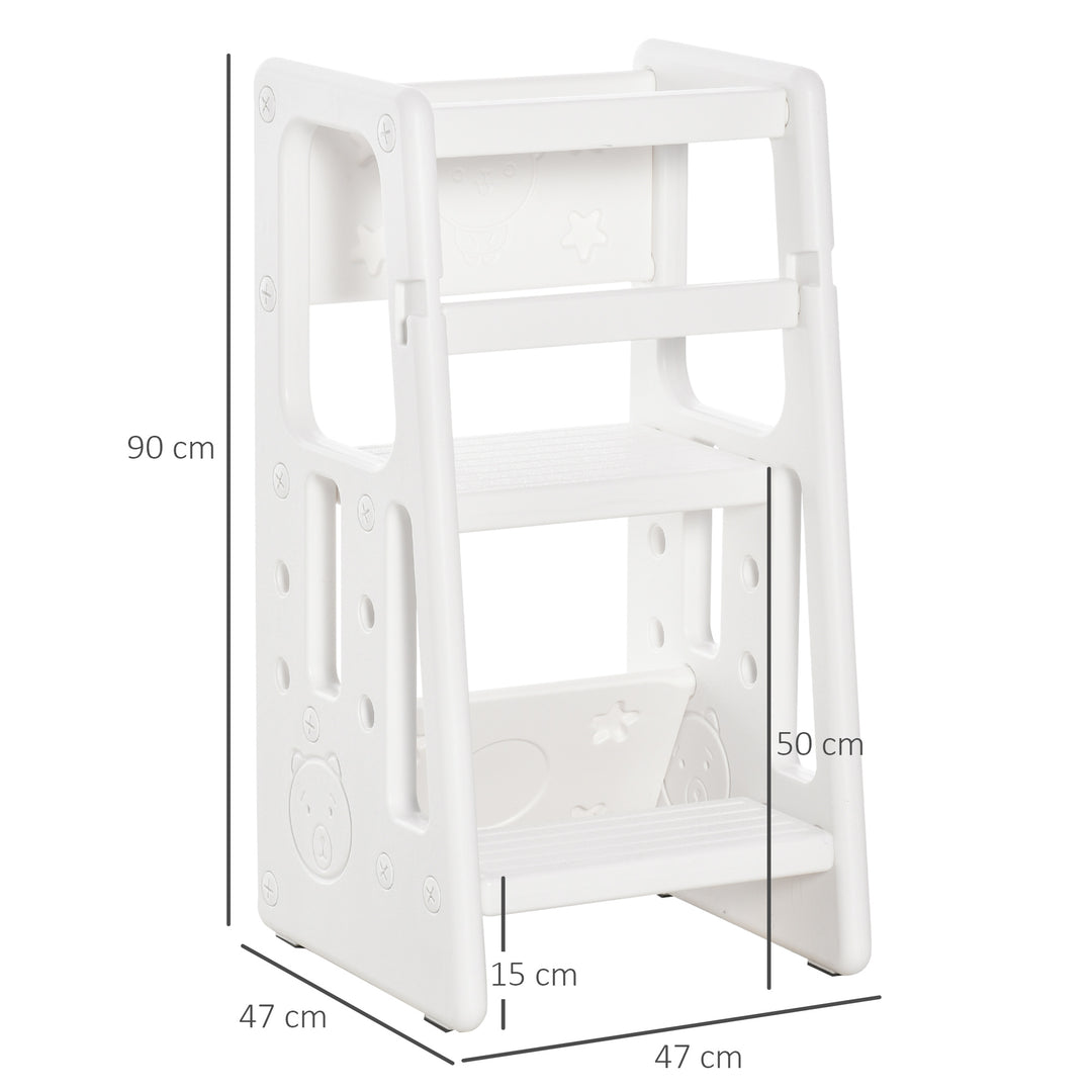 Kids Step Stool Adjustable Standing Platform Toddler Kitchen Stool -Standing Tower for Kids Kitchen Learning w/ Three Adjustable Heights