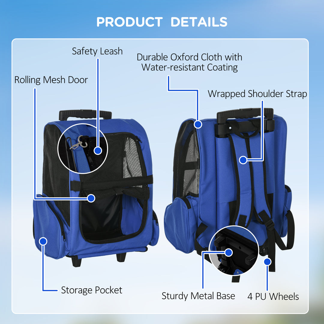 Portable Pet Carrier Backpack with Trolley