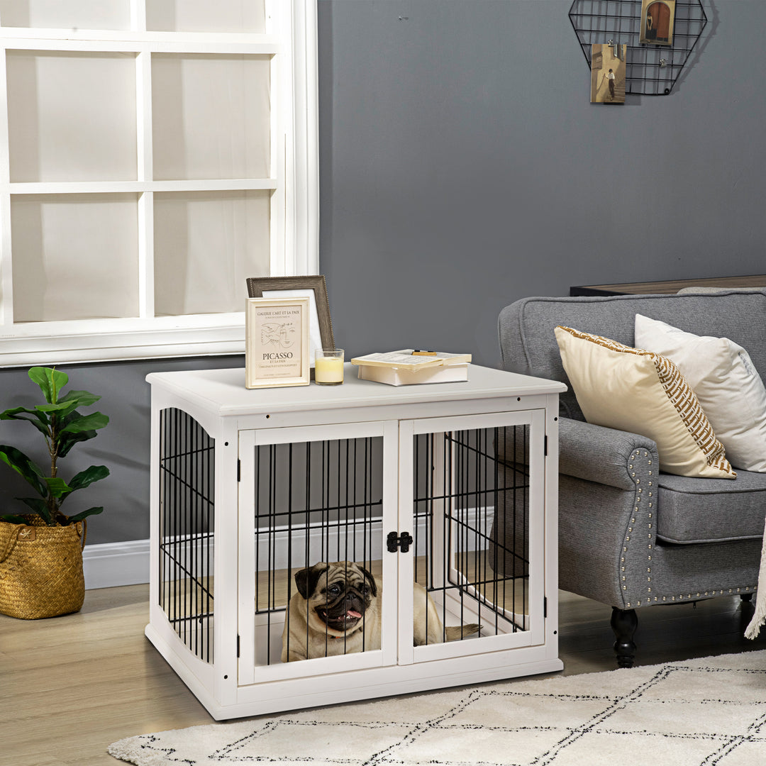 MDF 3-Door Small Indoor Pet Cage White