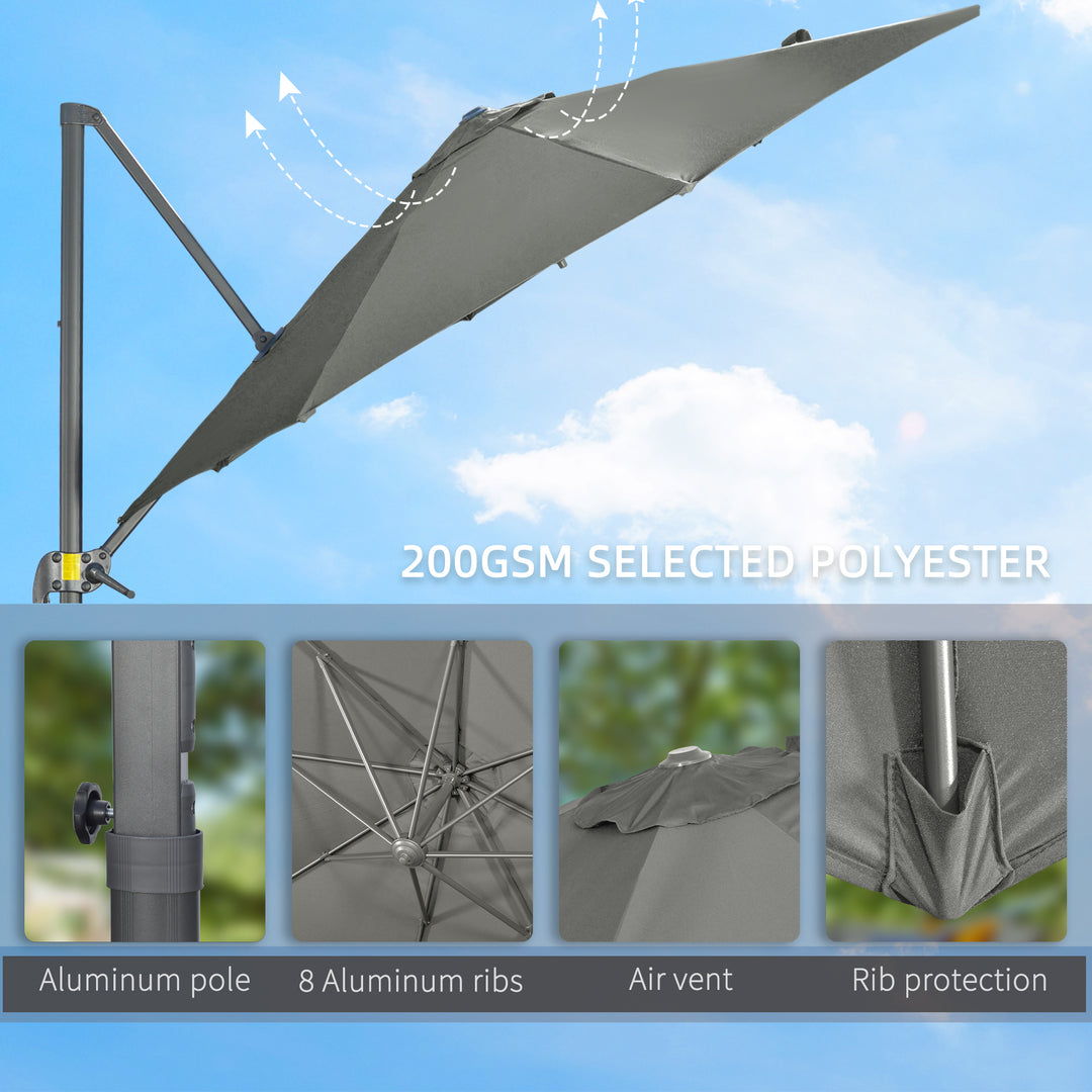 Cantilever Parasol: 3x3m with Cross Base