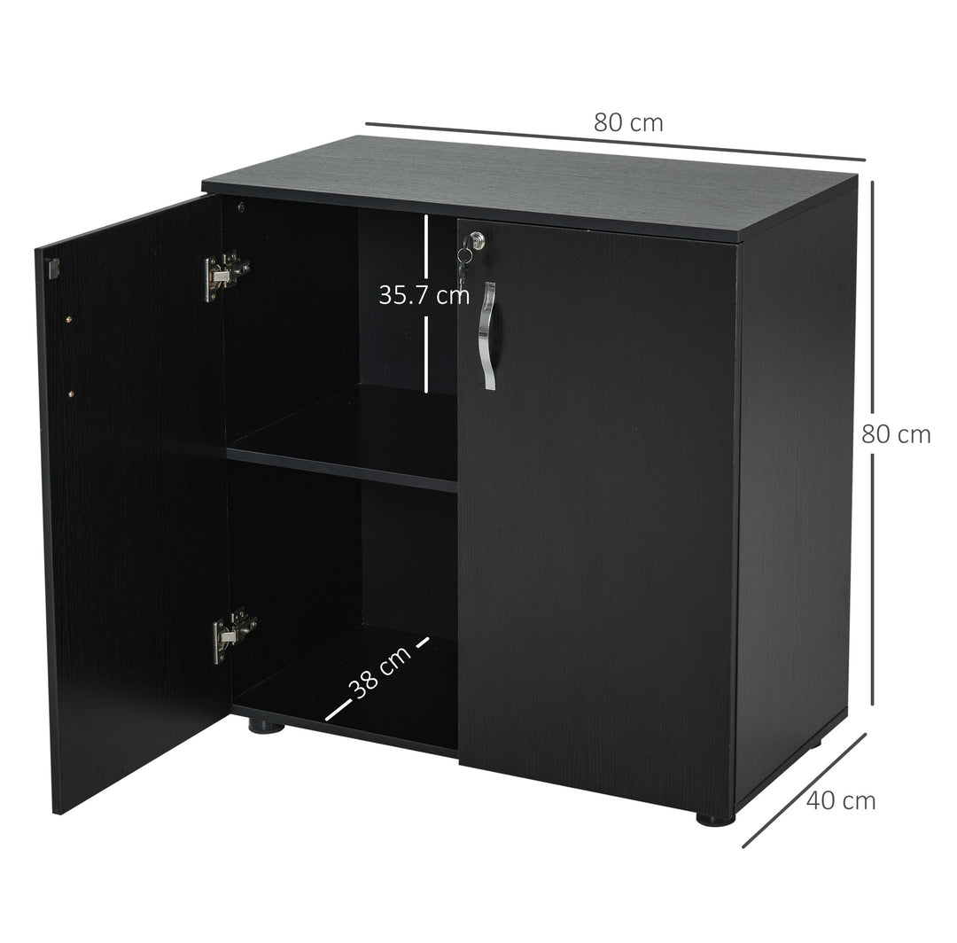 Vinsetto Black Cabinet Lockable File Cabinet with 2-Tier & Anti-Slip Feet