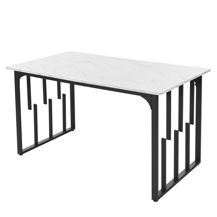 Modern Rectangular Extendable Dining Table with Iron Square Tube Legs