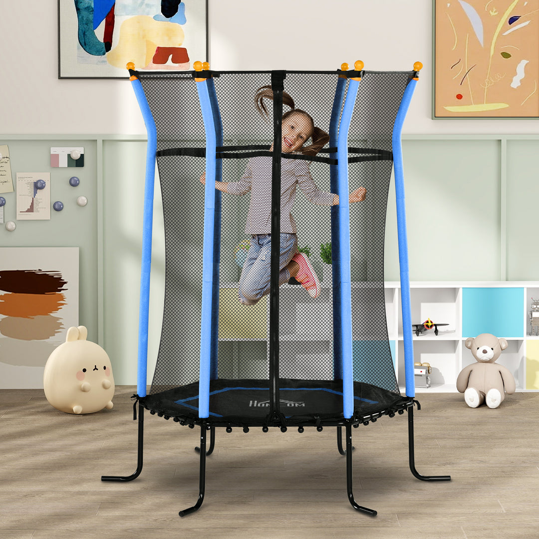 Kids Trampoline Mini Bouncer with Enclosure Safety Net For Ages 3-10 Years - Blue