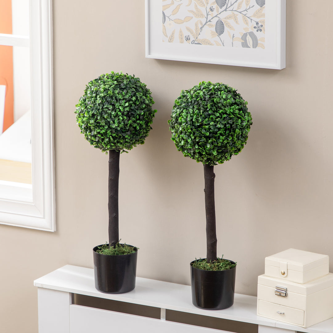 Artificial Boxwood Topiary Balls Set of 2: Faux Plants in Pots