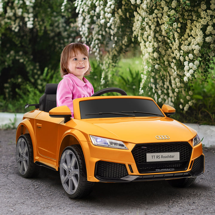 Kids Licensed Audi TT RS Ride-On Car 12V Battery w/ Remote Suspension Headlights and MP3 Player 3km/h Yellow