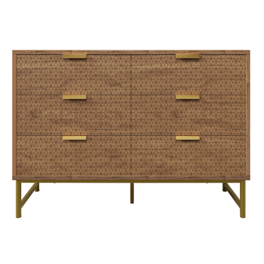 Embossed Design Sideboard Storage Cabinet with 6 Drawers