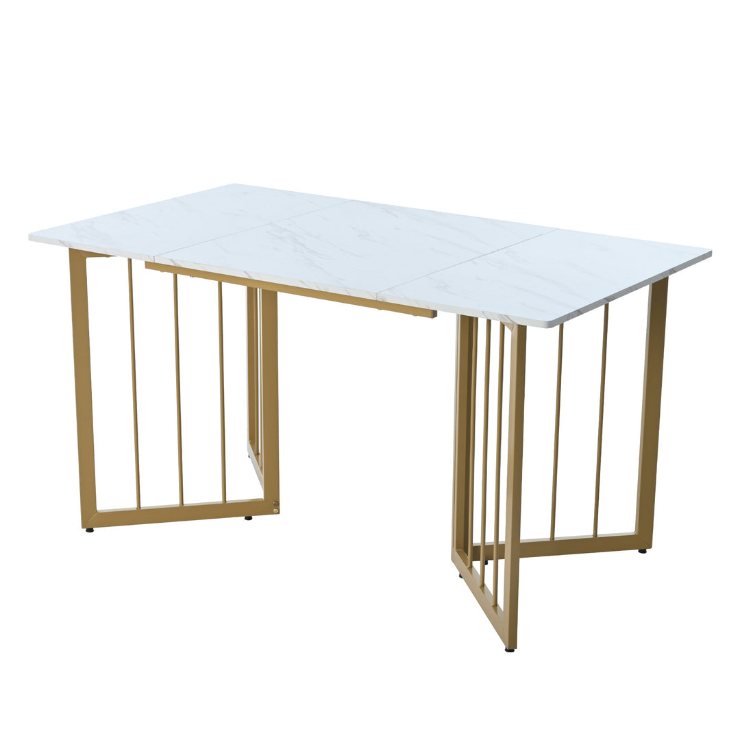 Modern Rectangular Extendable Dining Table with V-shaped Support Legs