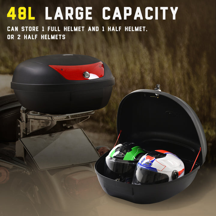 Motorcycle Luggage Trunk: Secure 48L Storage with Lock