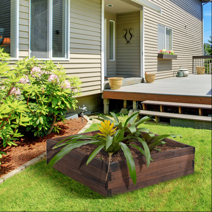 Raised Garden Bed Planter Box: Wooden Outdoor Patio Planter for Plant