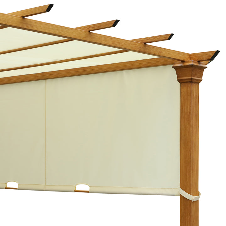 3(m) x 3(m) Garden Outdoor Retractable Pergola Gazebo with Adjustable Canopy Garden Sun Shade Patio Canopy Shelter - Beige