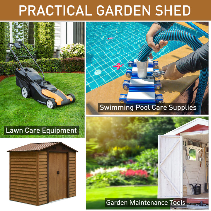 8 x 6.5 ft Metal Garden Storage Shed Apex Store for Gardening Tool with Foundation Ventilation and Lockable Door