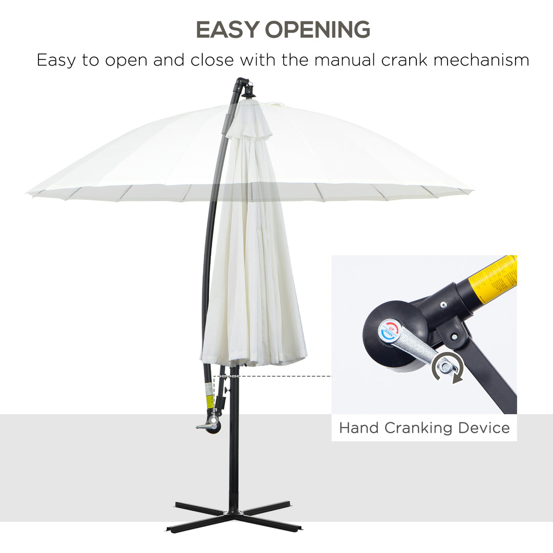 3(m) Cantilever Shanghai Parasol Garden Hanging Banana Sun Umbrella with Crank Handle