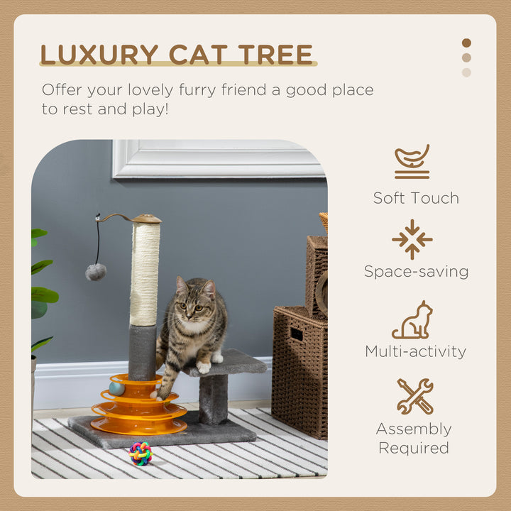 Cat Tree Tower Activity Center Climbing Stand Kitten House Furniture with Scratching Posts Toy abd Perch 56cm Grey