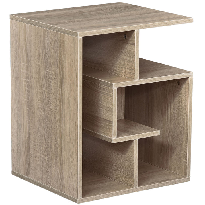 Side Sidekick: 3 Tier Oak End Table with Open Shelves