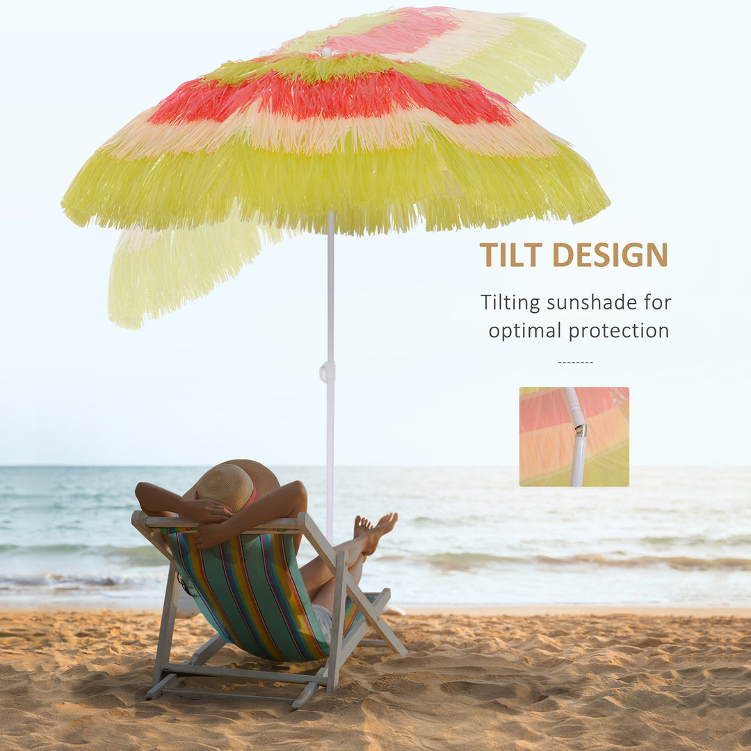 Portable Beach Umbrella: Foldable Rainbow Parasol for Hawaiian-Style Sun Protection