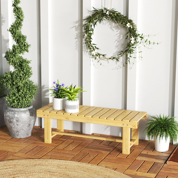 2-seater Outdoor Indoor Garden Wooden Bench Patio Loveseat Fir 110L x 38W x 35H cm Natural