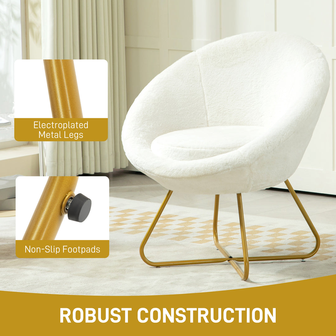 Faux Fur Accent Chair with Golden Metal Legs