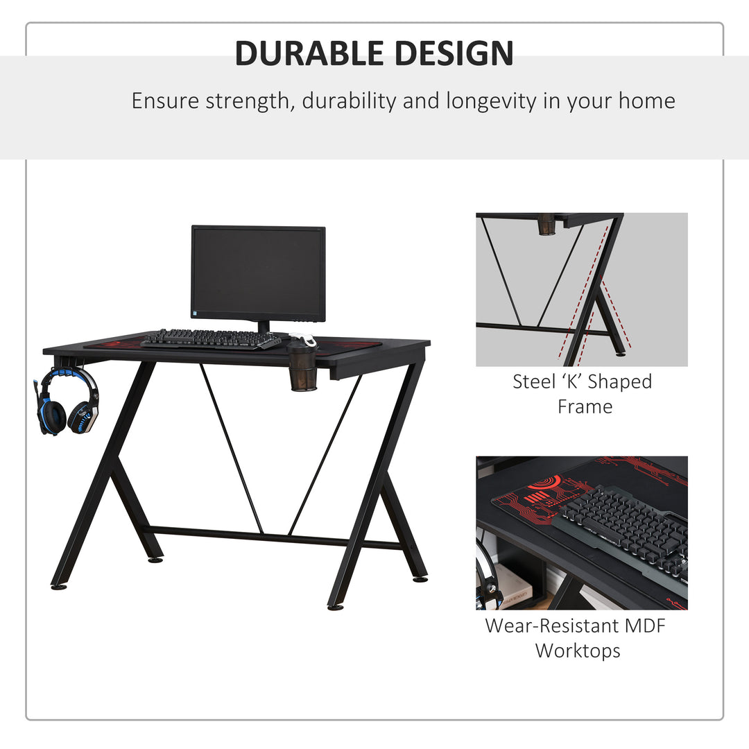 HOMCOM Gaming Desk with Cup Holder