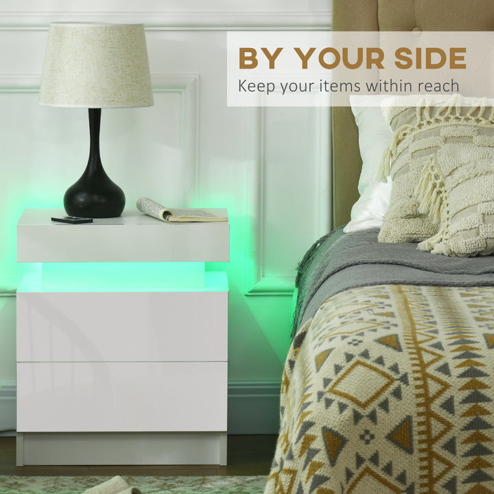 White Bedside Cabinets with LED Light