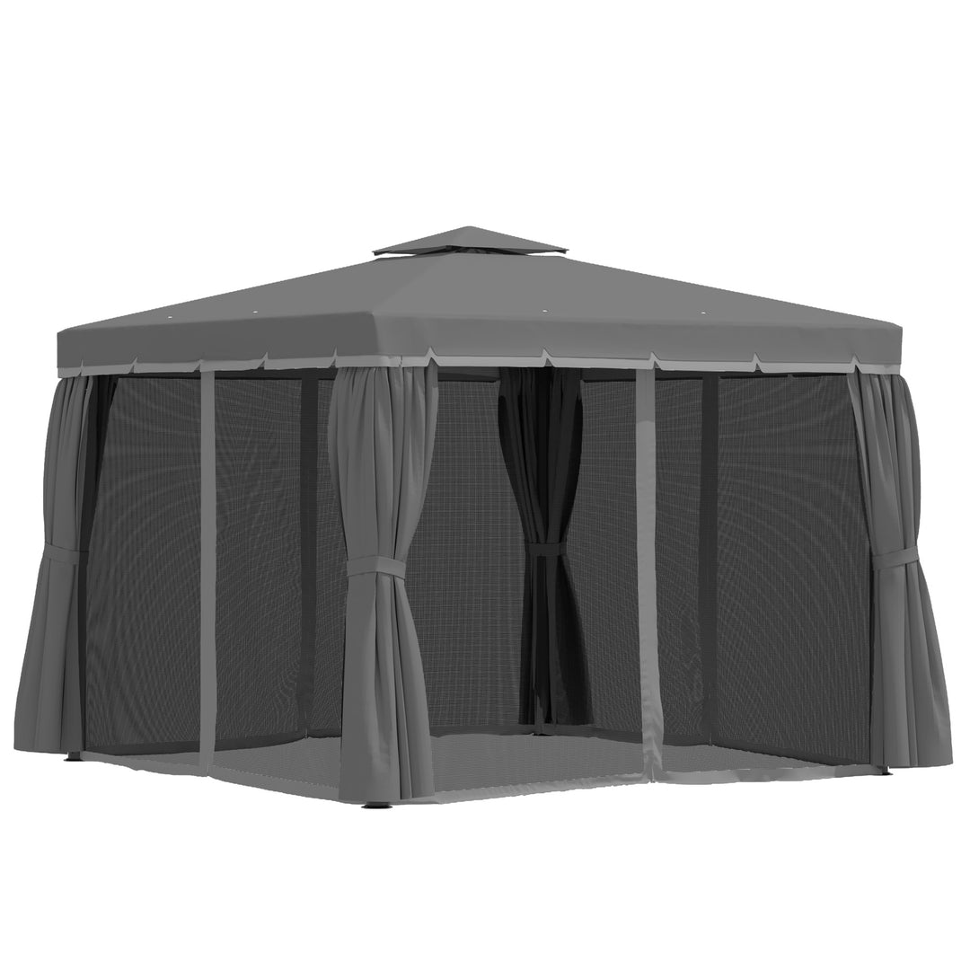 3 x 3(m) Patio Gazebo Canopy Garden Pavilion Tent Shelter Marquee with 2 Tier Water Repellent Roof