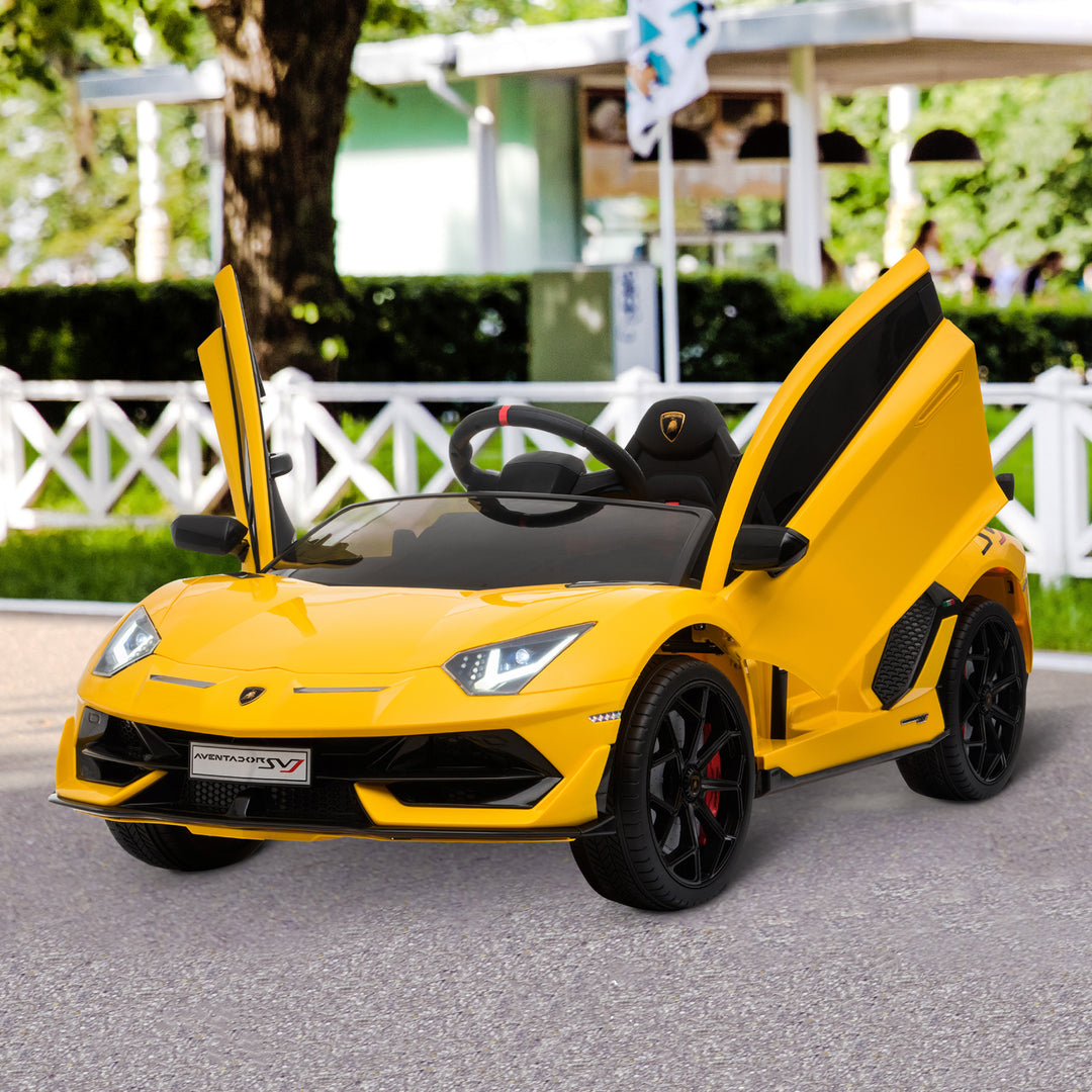 Kids Electric Ride On Car Compatible 12V Battery-powered Lamborghini Aventador Sports Racing Car Toy w/ Parental Remote Control