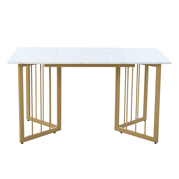 Modern Rectangular Extendable Dining Table with V-shaped Support Legs