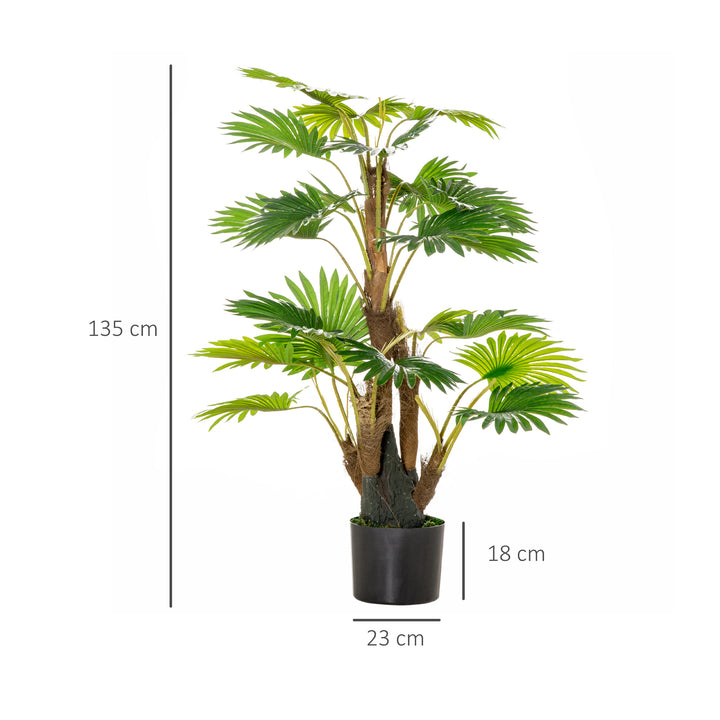 Artificial Palm Tree: 135cm Tropical Faux Plant in Nursery Pot for Indoor & Outdoor Decor