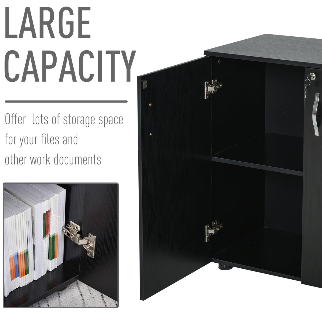 Vinsetto Black Cabinet Lockable File Cabinet with 2-Tier & Anti-Slip Feet