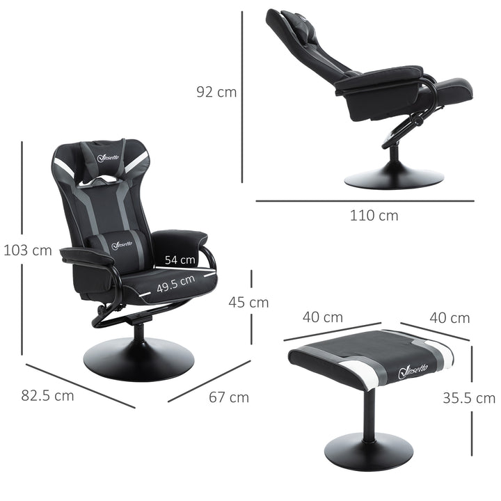 Vinsetto 2 Pieces Video Game Chair and Footrest Set Racing Style Recliner w/Headrest