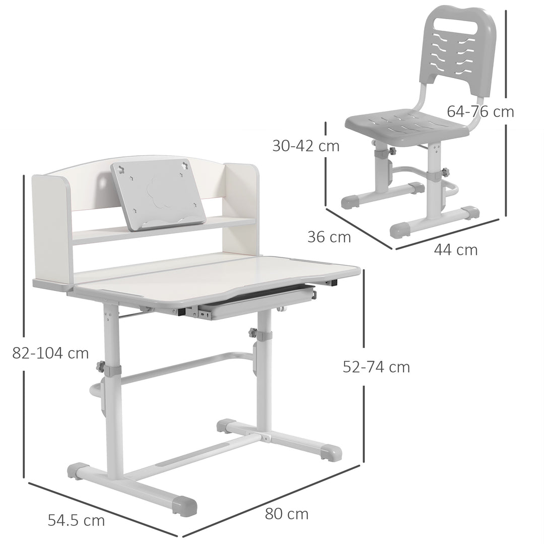 Height Adjustable Kids Study Table and Chair Set