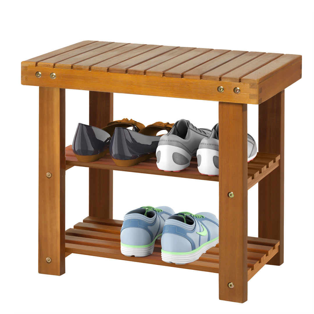 Acacia Wood Shoe Bench