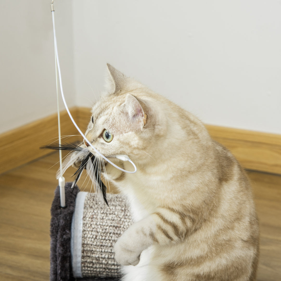 Sisal Scratching Mat: Kitten Playtime Companion with Roller & Feather Toy