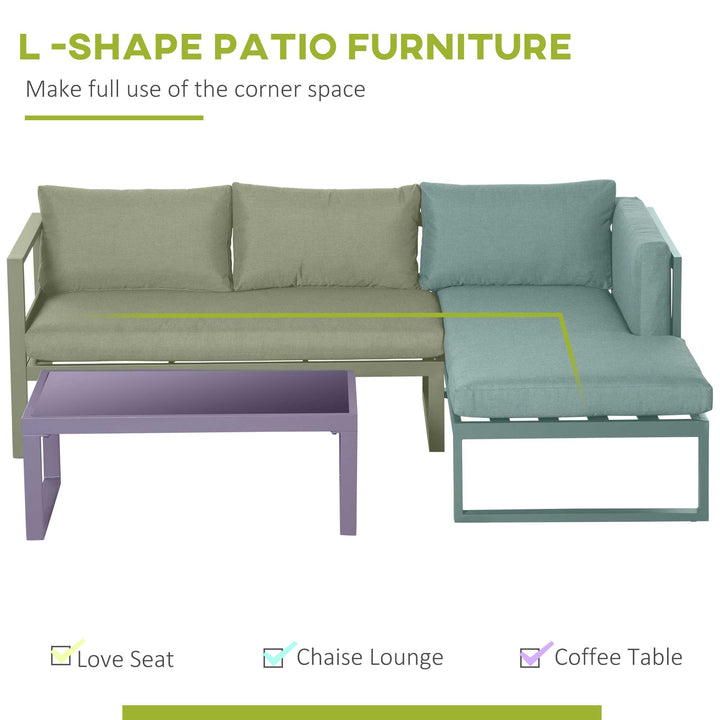 3-Seater L-shape Garden Corner Sofa Set with Padded Cushions