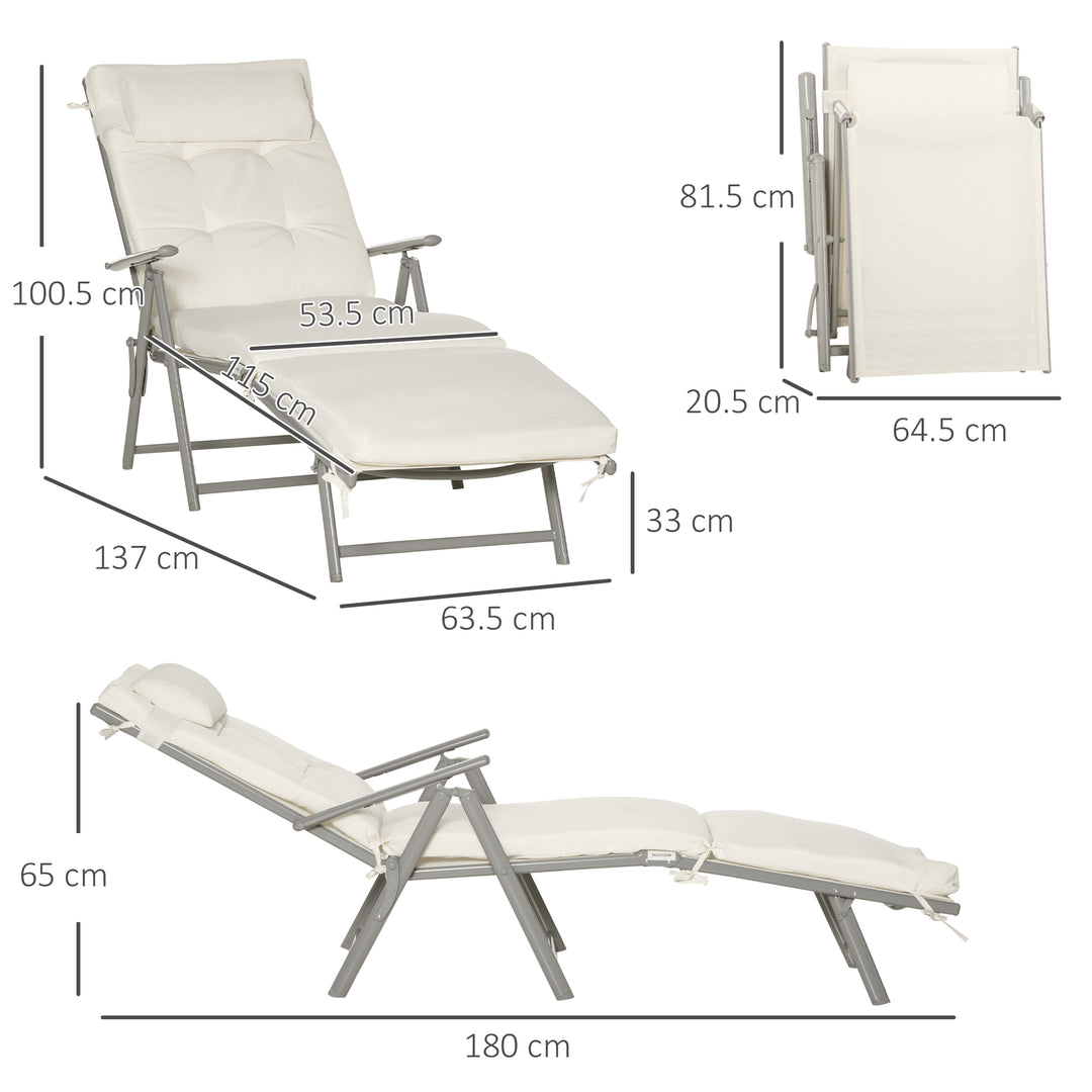 Garden Sun Lounger: Foldable Reclining Chair with Pillow