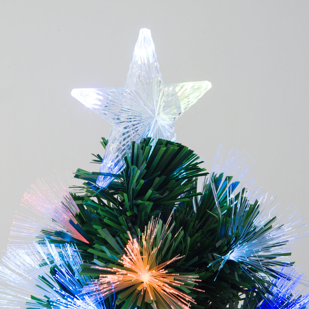 HOMCM 1.2m Tall Artificial Tree Fiber Optic Colorful LED Pre-Lit Holiday Home Christmas Decoration with Flash Mode