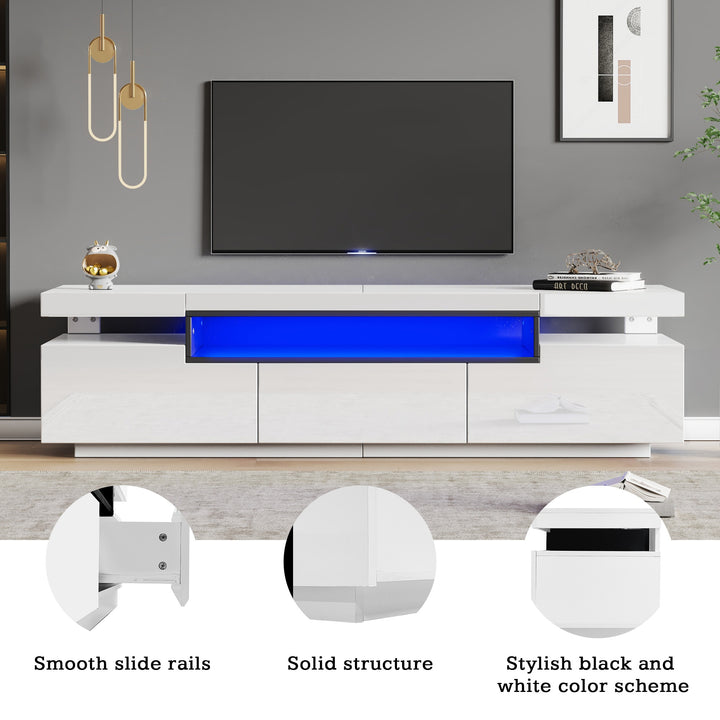 Modern TV Stand with LED Lights & High Gloss Front