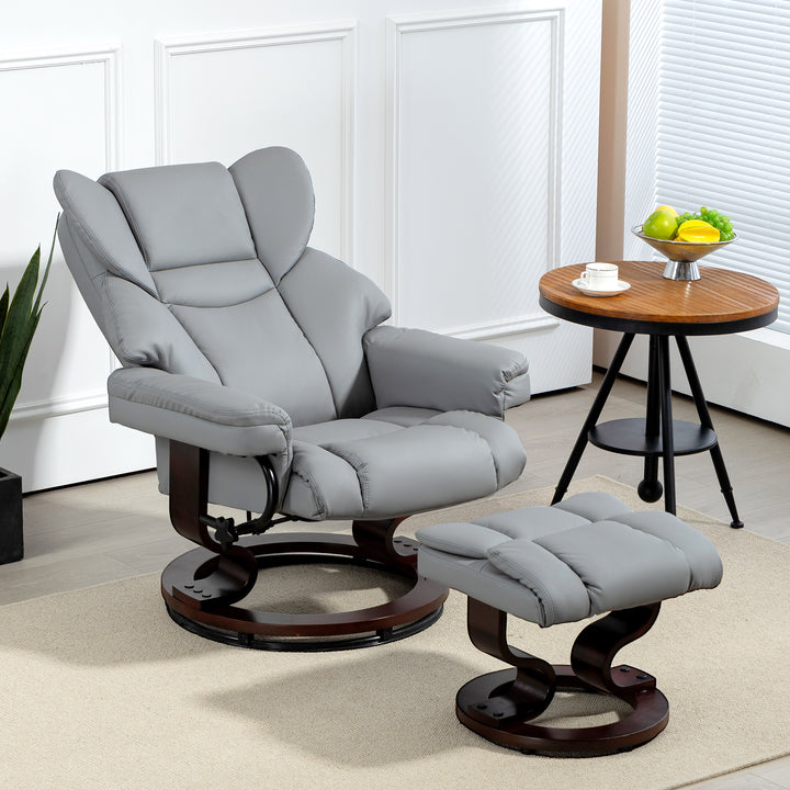 Faux Leather Recliner Chair and Footstool