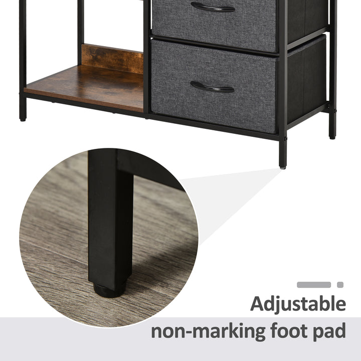 Storage Dresser: 3 Fabric Drawers & 2 Display Shelves in Black for Living Room & Bedroom