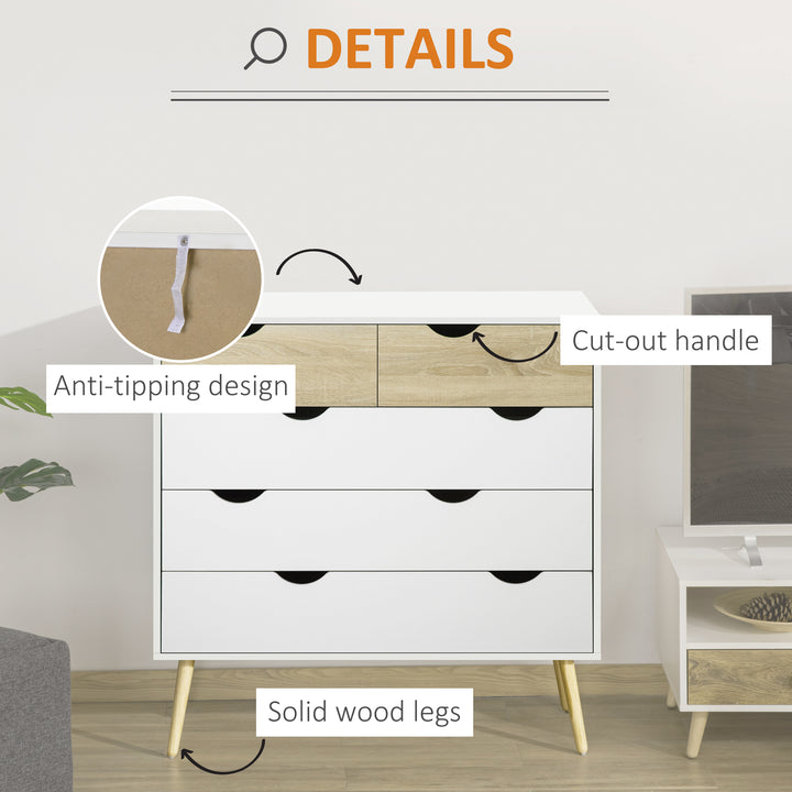 Dresser Drawers: 5-Tier Chest for Bedroom & Living Room Organisation