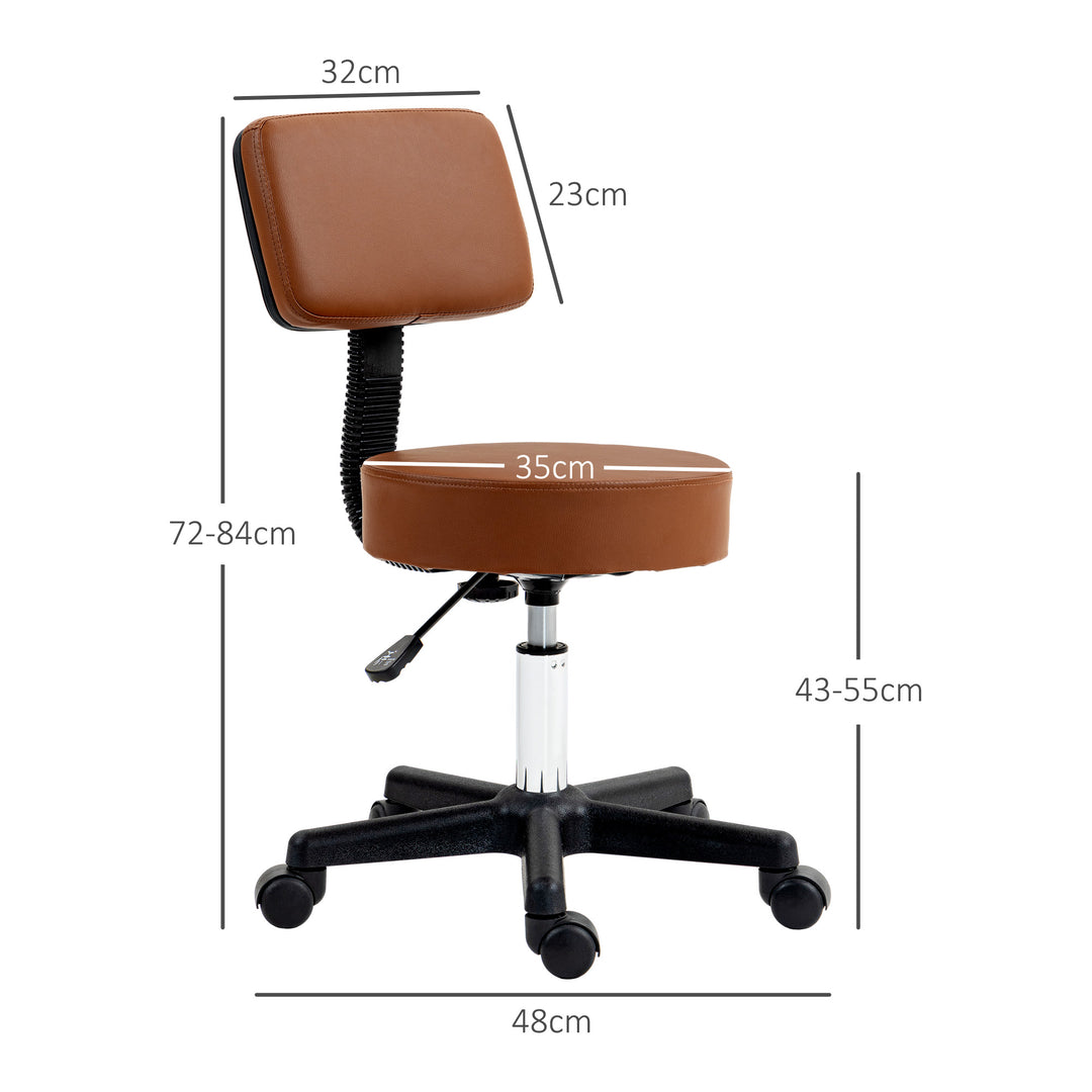 Beautician's Swivel Salon Chair w/ Padded Seat Back 5 Wheels Adjustable Height Salon Hairdressers Tattoo Spa Rolling Cushion 48cm