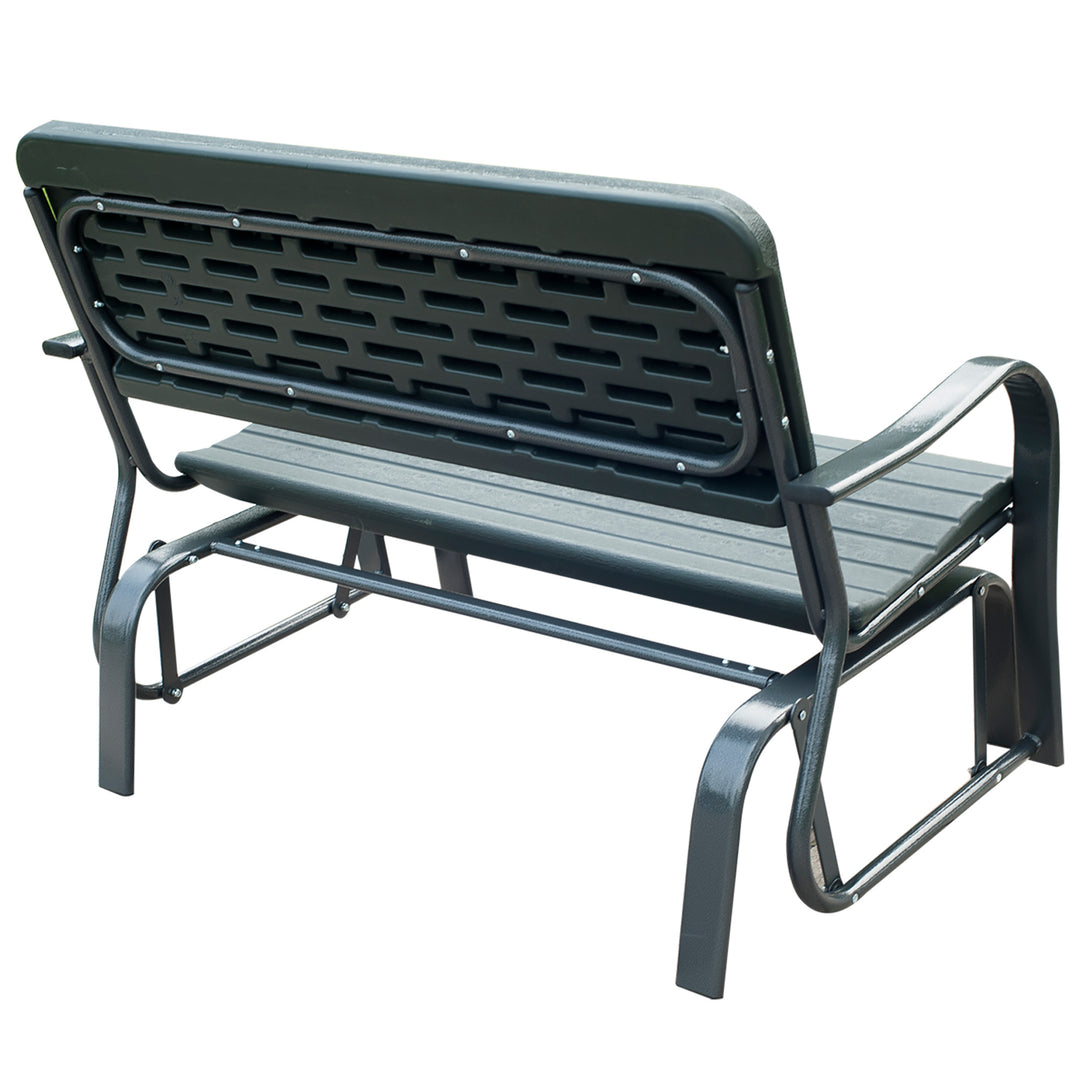 Garden Double Glider Bench HDPE Metal 2 Seater Swing Chair Porch Outdoor Patio Rocker